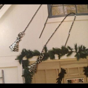 Christmas tree silver ear threader earrings dangle